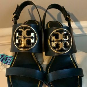Tory Burch 65mm Metal Miller Wedge Sandals